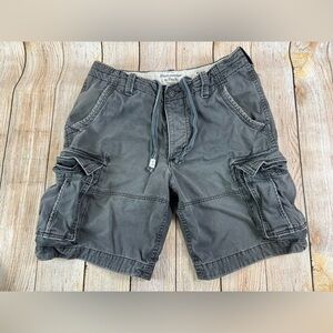Mens Vintage Abercrombie & Fitch Cargo Shorts Size 33 Gray Heavy Cotton